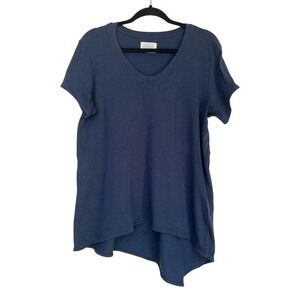 SOUTHCOTT  Short Sleeve Blue Handkerchief Hem‎ Top Rayon Bamboo Womens' 3 Large